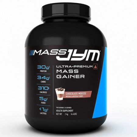 MASS JYM Ultra-Premium Mass Gainer (310 Calories, 34g Carbs, 30g Protein) - 2kg (4.4lbs) (Chocolate Mousse) (INDIAN)